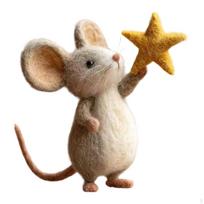 Mice Statue Wool Handmade Animal Ornament Miniature Figurine Star Sculpture Cozy Suitable for Style C