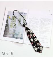 6CM Floral Lazy-tie Rubber Band Neckties For Women College Girls Shirt Uniform Neckwear Korean Style Narrow Knot Free Small Ties