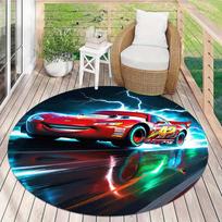 Popular Racing Car Pattern Round Rug Kids Bedroom Circular Carpet Non-Slip McQueen Floor Mat for Home Decoration 80cmx80cm