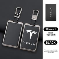 Leather Car Smart Remote NFC Card Key Cover Case Holder Shell Bag for Tesla Model 3 Model Y Protector Auto Keychain Accessories