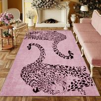 Retro Pink Brown Leopard Rug Vintage Animal Print Carpet Soft Living Room Floor Mat Bedroom Cozy Decor Soft Washable Area Rug 40x60CM