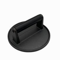 Cast Iron Round Meat Press with Flat 16.2cm Bottom, No Coating, Anti-Scald Handle for Grilling