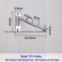 304 Stainless Steel Rotating Folding Clothes Hook for Bathroom and Wardrobe