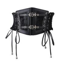 Solid Color Corset Belt Leather Wide Waist Corset Gothic Lace Cummerbunds  Outfits juoda