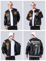 Men's PU Leather Jacket Jacket Motorcycle Clothing Motorcycle Style Cardigan Jacket Baseball Clothing Casual Cross-Border Clothing M juoda