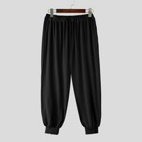 INCERUN Men Elastic Waist Solid Color Gym Sports Yoga Casual Soft Long Pants Trousers L juoda
