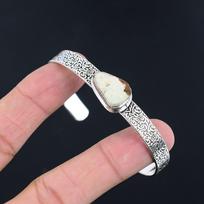 Halloween Deal Boulder Chrysoprase Stone Sterling Silver Boho New Bangle Jewelry Adjustable