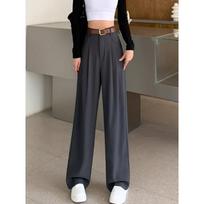 Coffee Wide-leg Pants for Women In Autumn and Winter New High-waist Drooping Slimming Floor Suit Pants Pear-shaped Body Straight-leg Casual Pants S