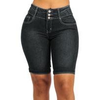 Mid Rise Pockets Buttons Fly Short Jeans Knee Length Stretchy Denim Shorts for 2XL juoda