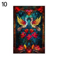 Retro Painted Flower-and-bird Art Printed Window Stickers Stained Glass Film Static Cling Opaque Privacy Film Home Office Decor 40x100cm