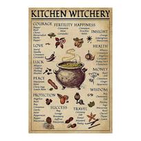 Spice and Cooking Herbs Witchcraft Witch Fun World Education Science Classroom Infographic Tin Sign Great Retro Gifts Home Decor 20x30cm