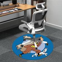 1PC Tintin Office Round Rug, Non-slip, Soft and Durable Office Rug for Interior Decoration, Perfect for Office yy250915098 80cm by 80cm