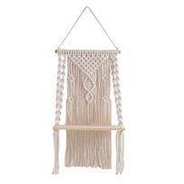 Wall Mounted Shelf Handwoven Display Stand Tassels Tapestry Wall Organizer Bohemian Floating Shelf Versatile Rack