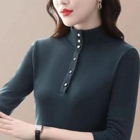 Double-sided German Velvet Long Sleeve Base Layer with Button Collar M [up to 100 kg] tamsiai žalia spalva