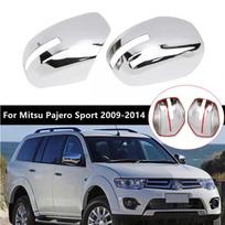 2PCS For Mitsu Pajero Sport 2009-2014 Car Rearview Side Mirror Cover Wing Cap Exterior Door Housing Shell Trim ABS Chrome