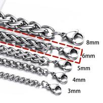 3MM-8MM nerūdijančio plieno pintos grandinėlės karoliai vyrams, moterims, kaklo papuošalų aksesuarai 50CM-20in gray