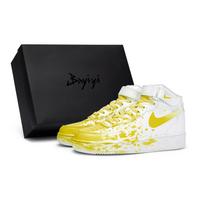 Nike Air Force 1 Coverage Slip Resistant And Abrasion Resistant Mid top Skateboard Shoes Men's White Yellow CW2289-111(Team80-SBOX) 40.5