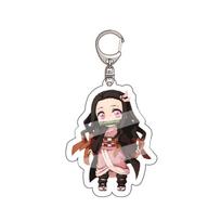 Anime Demon Slayer Acrylic Keychain Tanjiro Kamado Nezuko Zenitsu Agatsuma Inosuke Hashibira Pendant Charm 4PCS Collection Beautiful Gift 55mm gray