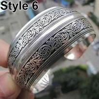 Vintage Tibetan Silver Elephant Carved Open Bangle Cuff Wide Bracelet Jewelry Style 6