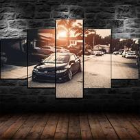 No Framed Canvas 5Pcs Honda Civic Sunset Sports Car Wall Art Posters Pictures Home Decor Paintings Decorations 20x35 20x45 20x55cm