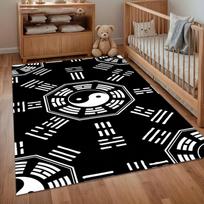 Yin Yang Bagua Pattern Soft Area Rug Non Slip Decorative Floor Mat for Living Room Bedroom Kids Room Oriental Style 40X60cm