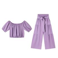 2025 European Women's Wide-Leg High-Waisted Micro-Flare Pants Set 2 Extra Large violetinė