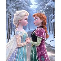 Disney Pearl Painting Frozen Elsa and Anna Sisterly Love 5D DIY Pearl Picture Crafts for Adults/Beginners Gift Ideas Home Decor 40x50 gray