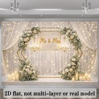 2D Flat Mr & Mrs Wedding Backdrop for Romantic Ceremony Photoshoot 47.2x31.5inch/120*80cm