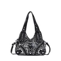 Shoulder Bag Crossbody American Retro Leopard Print Tote Fashion Japanese and Korean Trend Y2k Contrasting Color Underarm Handbag