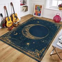 Deep Space Tarot Inspired Carpet Thick Floor Rug for Bohemian Style Bedroom Living Room Home Mat Moon Phase Star Carpet 50X80CM