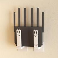Drill-Free Wall-Mounted Router Rack with Auxiliary Hooks - 2 Pieces balta