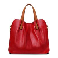 100% Genuine Leather Tote Bag for Women 2026 Luxury Designer Messenger Bag Large Capacity Crossbody Shoulder Bag Fashi Handbag 33x16x25cm raudona