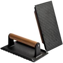 Cast Iron Rectangular & Round Striped Meat Press Plates