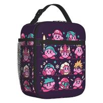 Individuali „Kirby“ animacinio žaidimo daugkartinė pietų dėžutė moterims, daugiafunkcinis šaltas, termiškai izoliuotas maisto maišelis, mokyklos moksleiviui One Size black