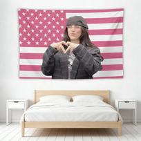 Billie Eilish 3x5 pėdų vėliavos gobelenas, dvigubai apmestas, vidaus ir lauko dekoras, sienos pakabinimas, skirtas koledžo bendrabučio, miegamojo, svetainės 100X70CM gray