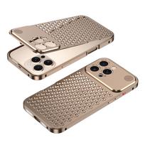 Aroma Aliuminio metalinis dėklas iPhone 17 Pro Max 16 Pro 15 Pro 14 Pro Max Kameros apsauga Anti-fall Šilumos išsklaidymo dangtelis iPhone 14 auksas
