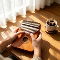 Kalimba nykštukinis pianinas 17 klavišų Įmontuotas laikymo maišelis Nešiojamas Mbira pirštų pianinas Dovana suaugusiems pradedantiesiems Medžio spalva ruda