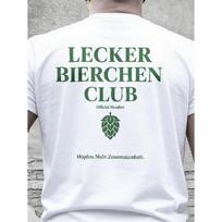 Oficialus „The Lecker Bierchen Club“ narys - Baltas marškinėlis alaus entuziastams su apyniais ir salyklu S balta