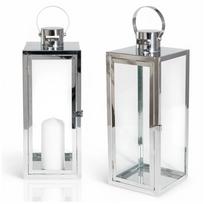 Terrace Lantern for Living Room or Balcony Silver Chrome Glamour Large 63 cm