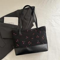 High value cherry printed tote bag women's new fashion trend large capacity shoulder bag leisure bag juoda
