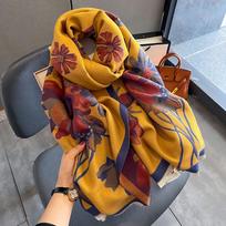 New Korean Version Double-sided Printed Cashmere Scarf, Thickened Winter Warm and Fashionable Shawl EMA 65x185cm