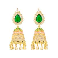 Needle Heavy Industries Luxury Full Diamond Wind Chime Earrings Palace Style Hollow Zircon Water Drop Earrings Earrings