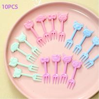 Animacinis vaisių šakutė dantų krapštukai mielas gyvūnėlis maisto pasirinkimas mini priešpiečių dėžutės dekoracija vaikiškas maisto papildų įrankis 10PCS pink