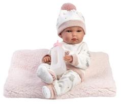 LLORENS lėlė kūdikis Bimba su drambliukais dekoruotu kombinezonu, kepuryte, buteliuku ir pledu, 35 cm