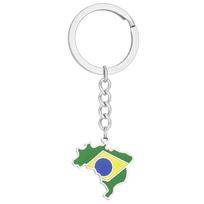 Elegant Brazilian Flag Keychain Versatile Brazil Map Key Holder Durable Titanium Steel Material Brazil Culture Keyrings sidabras