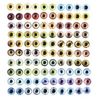 Pack of 100 Glass Eye Cabochons Assorted Designs for Jewelry Making and Craft Projects 10mm