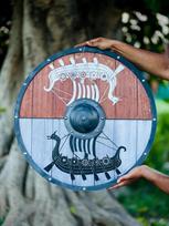 Viking Wooden Shield: Norse Longship Decor, LARP Cosplay Prop ruda