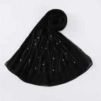 Rhinestone Pearl Bubble Chiffon Instant Hijab Shawl High Quality Wrap Beach Breathable Bufandas Ramadan Muslim Sjaal 175*70Cm