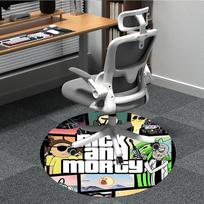 1 vnt. Rick and Morty biuro apvalus kilimas, vidinis kilimėlis, tinkamas biurui, po biuro kėdėmis, miegamajam, svetainei, namų dekoravimui, kambario dekoras 80cm