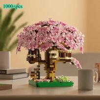 Naujas 959 vnt. Vyšnių žiedų Gėlė Sakura Fantazijos Medžio namelis MOC Architektūros Modelis Statybinių blokų dėlionė Dovana Vaikui No Box